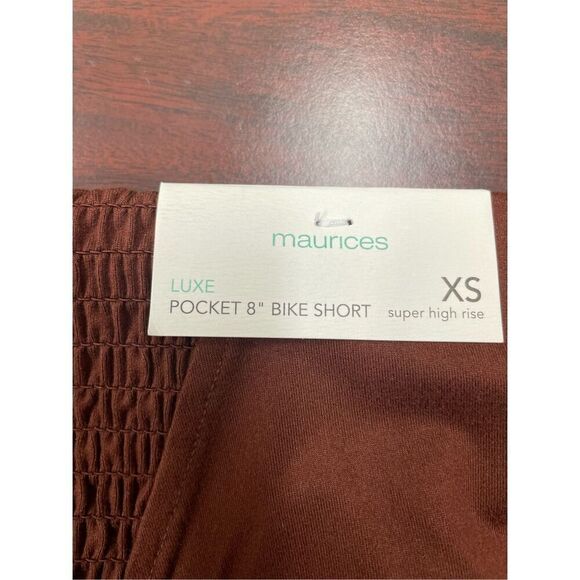 NWT Maurices Luxe Pocket 8” Super High Rise Bike Shorts in Rust Size X-Small - Picture 3 of 5